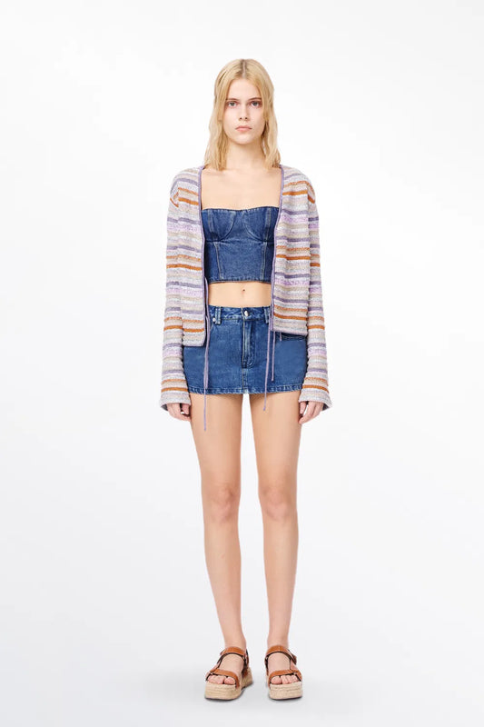 Olivia Striped Tie-Front Knit Cardigan