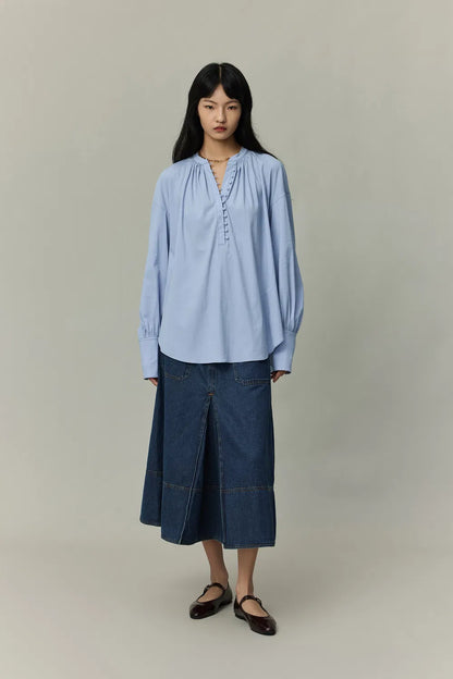 Lila Laidback French Shirt in Tencel-Cotton