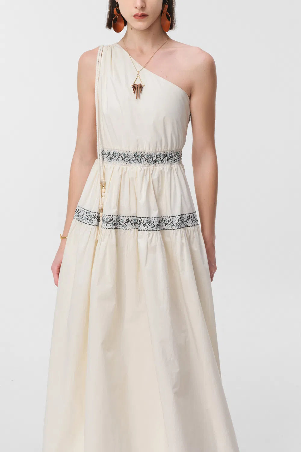 Althea One-Shoulder Embroidered Dress