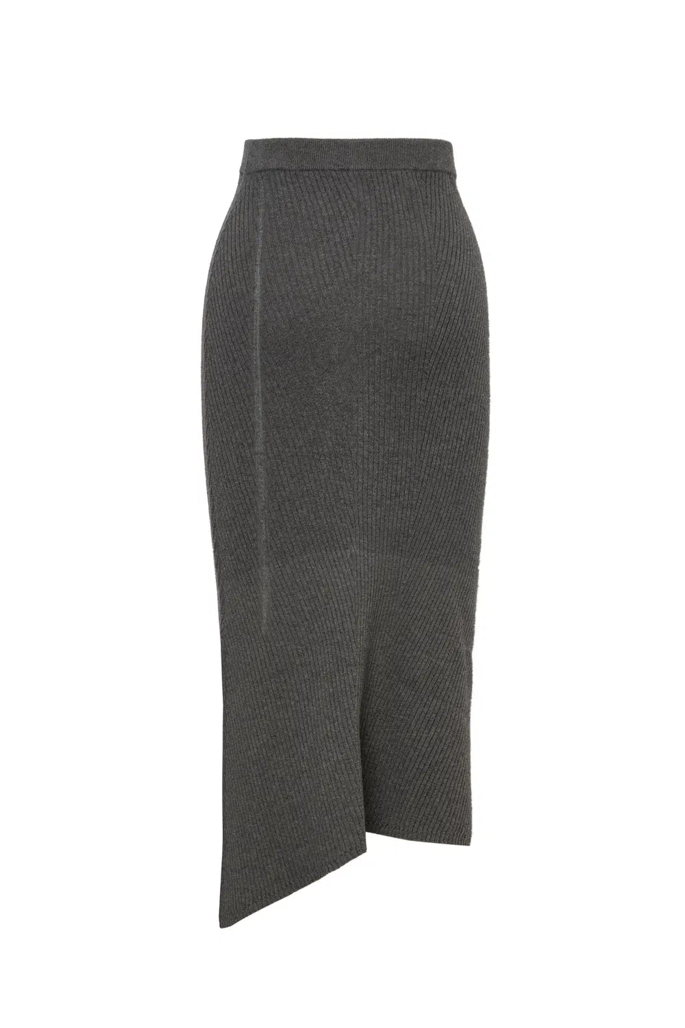 Aria Side-Slit Skirt in Merino Wool Rib Knit