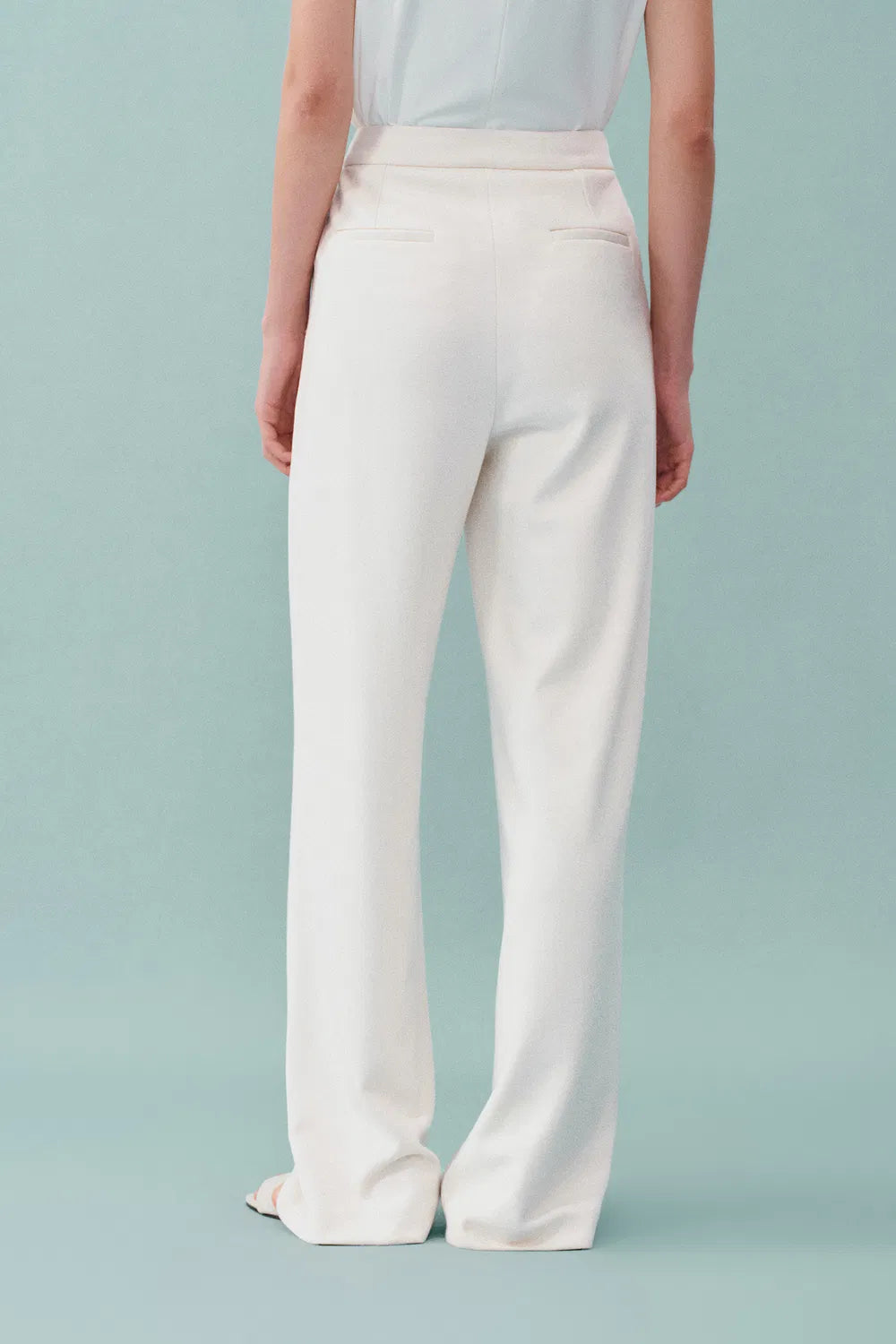 Domi White Buttoned Straight Leg Sweatpants