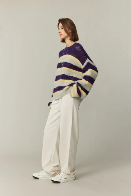 Asa Striped Sweater in Kid Mohair Knit