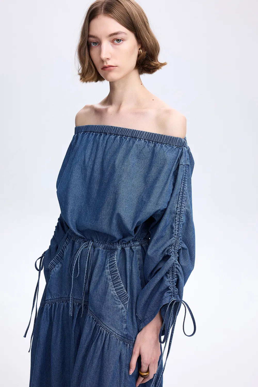 Diane Drawstring Dress in Tencel Denim