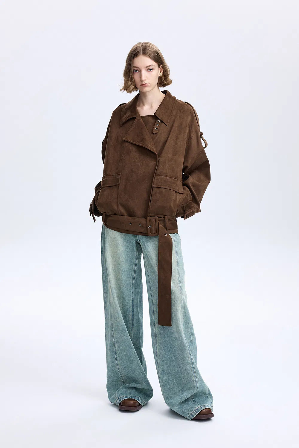 Hilda Short Trench in Lightweight Faux Suede