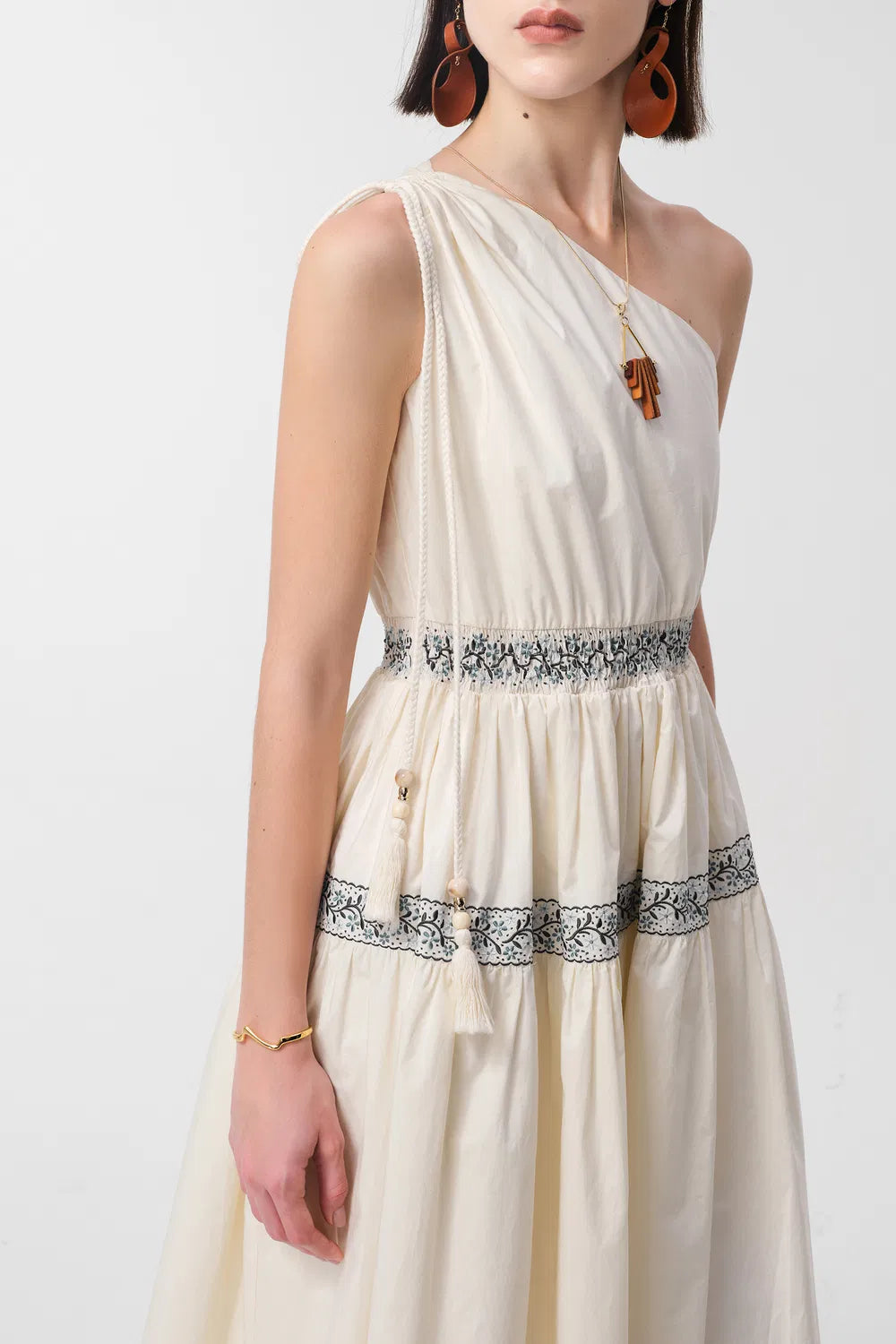 Althea One-Shoulder Embroidered Dress