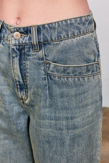 Maya Patchwork Baggy Jeans in Cotton Denim