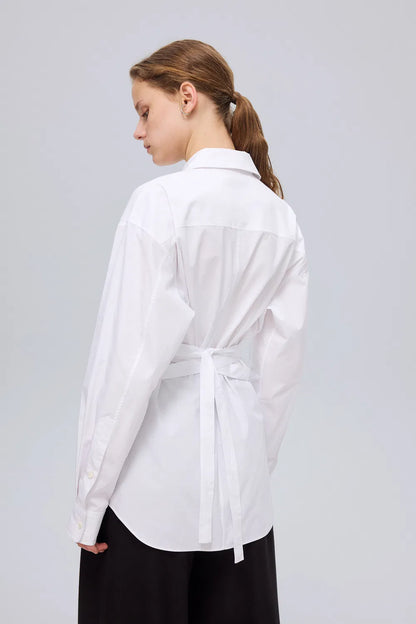 Estelle Cinched Waist Shirt in Cotton Poplin