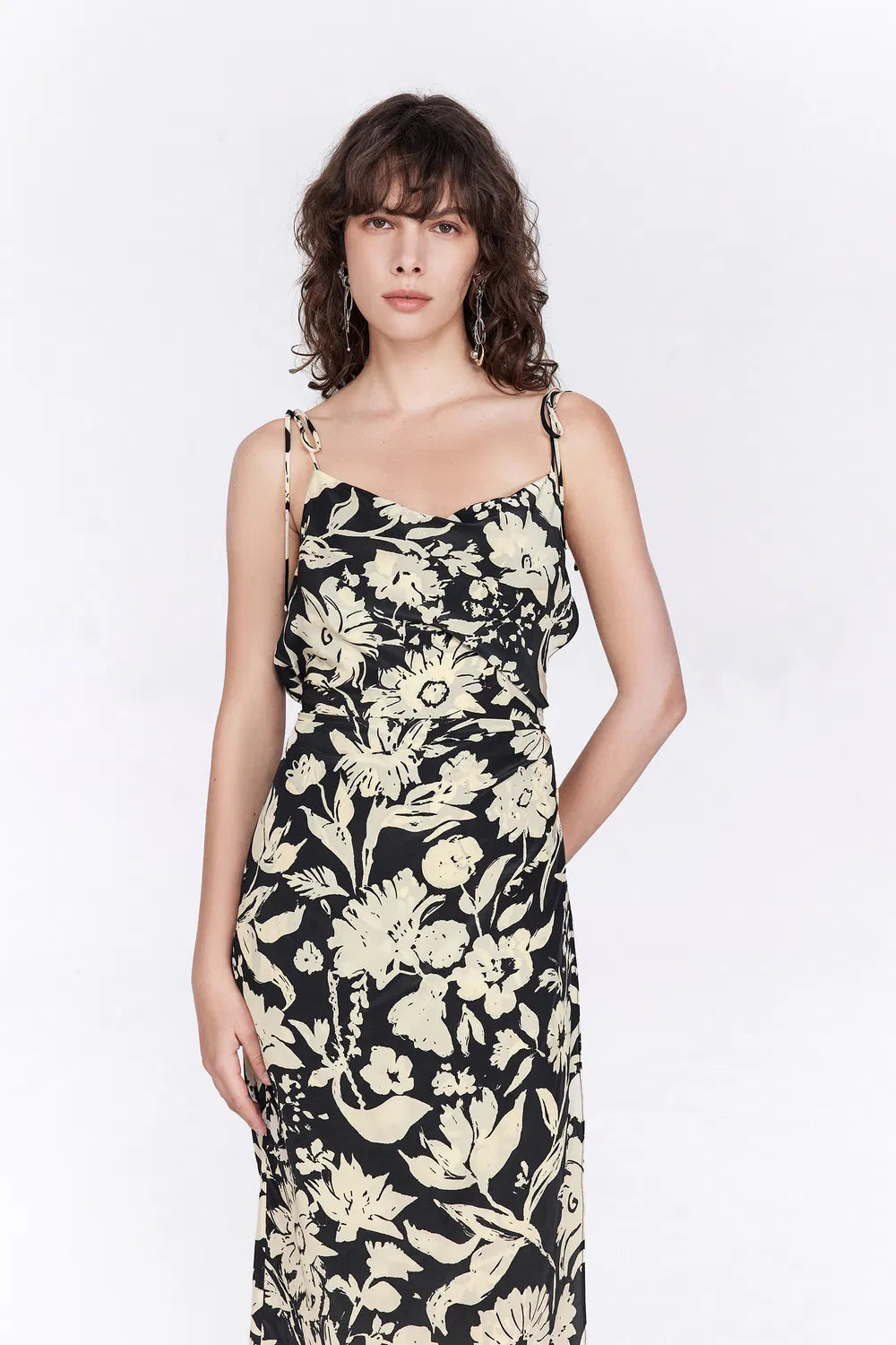 Cataline Cami Wrap Dress in Silk Crepe De Chine