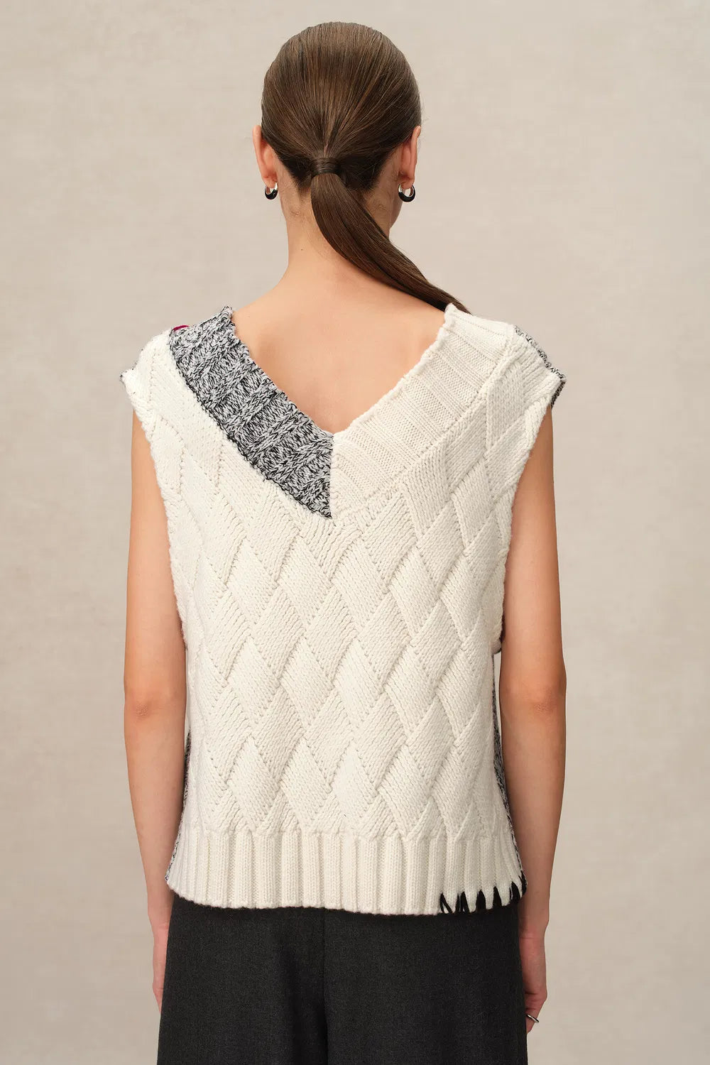 Coco Reversible Knit Vest in Chunky Wool