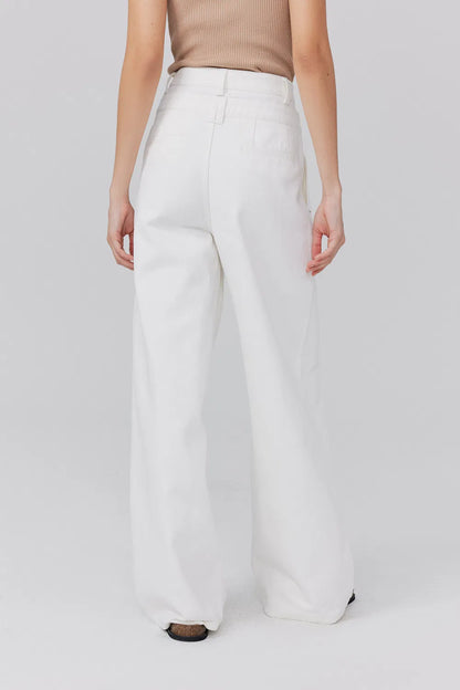 Doubline Double Waistband Straight-Leg Jeans in Soft Cotton Denim