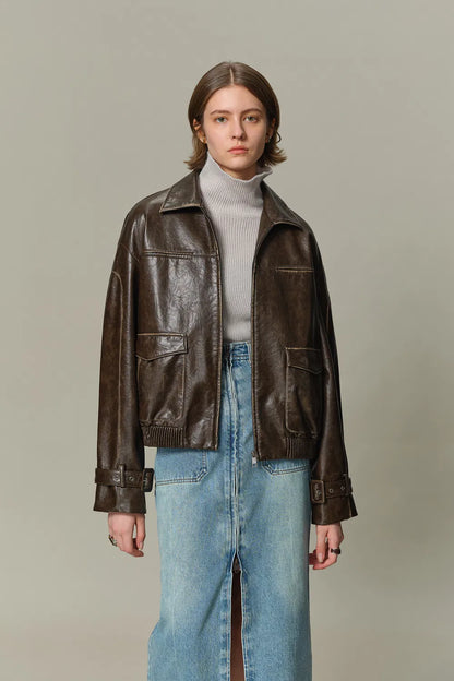 Mei Biker Jacket in Vegan Leather