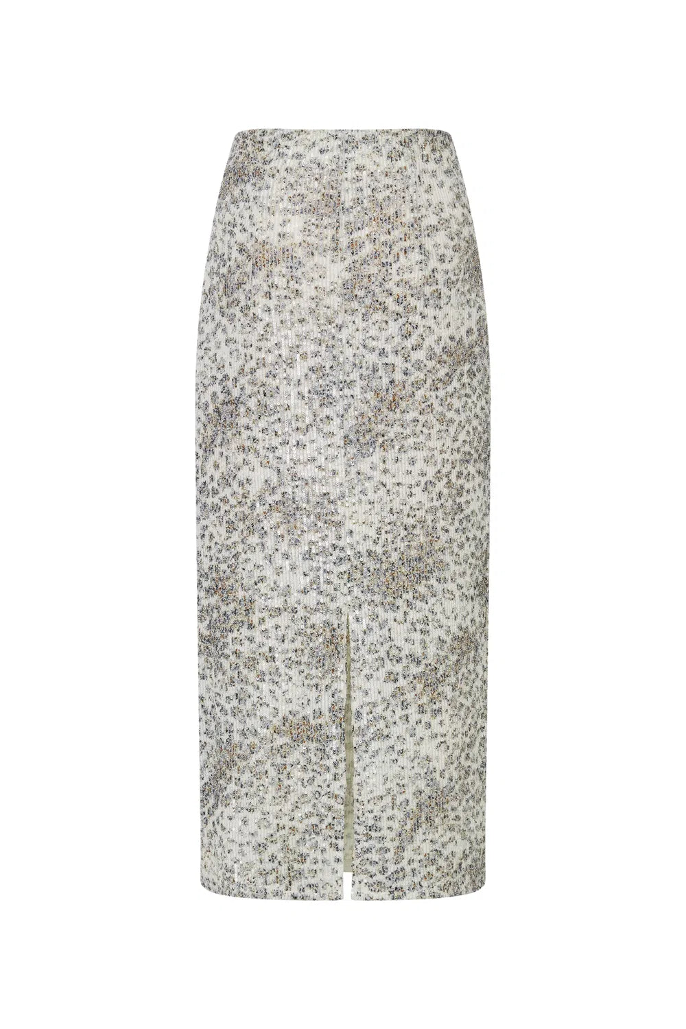 Leopard Midi Skirt in Stretch Sequin Mesh