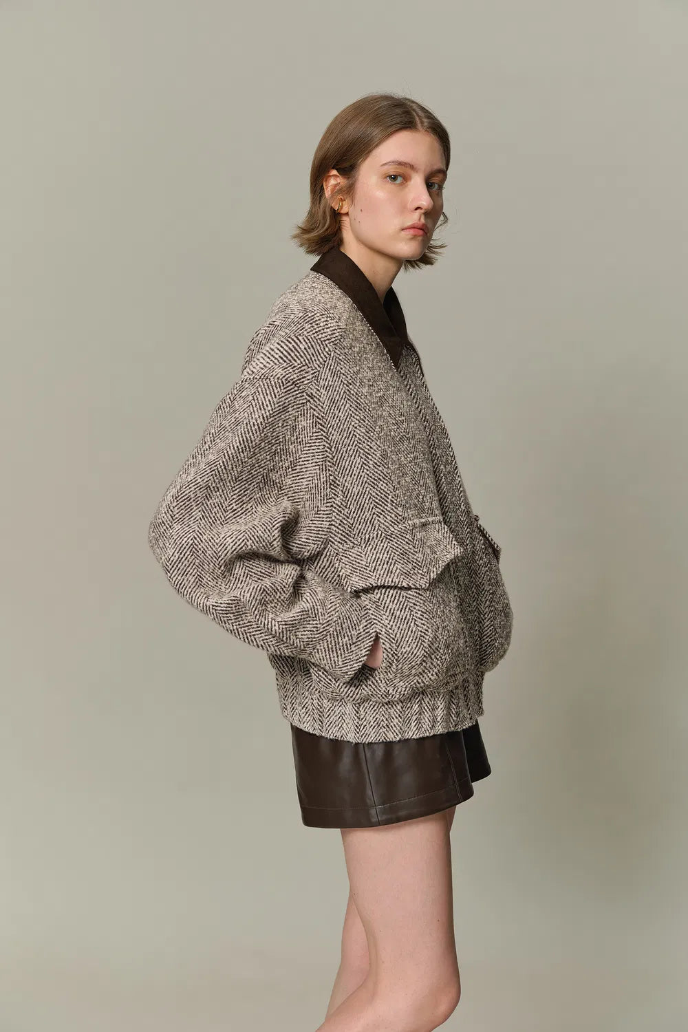 Dakota Tweed Baseball Jacket in Wool