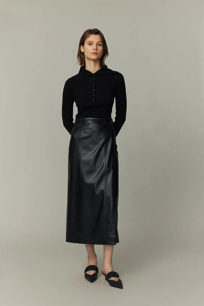 Gigi Midi Skirt in Vegan Leather