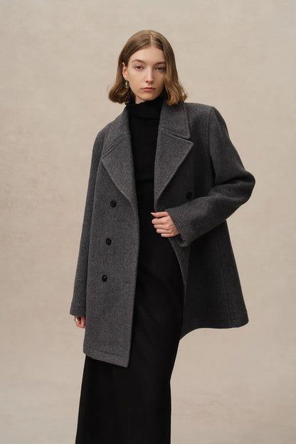 Beau Double-Breasted Coat in Single Face Wool