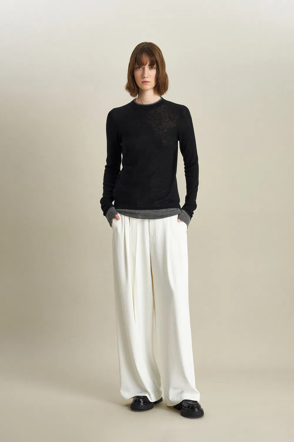 Laura Layered Look Sweater in Wool Knit