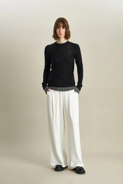 Laura Layered Look Sweater in Wool Knit