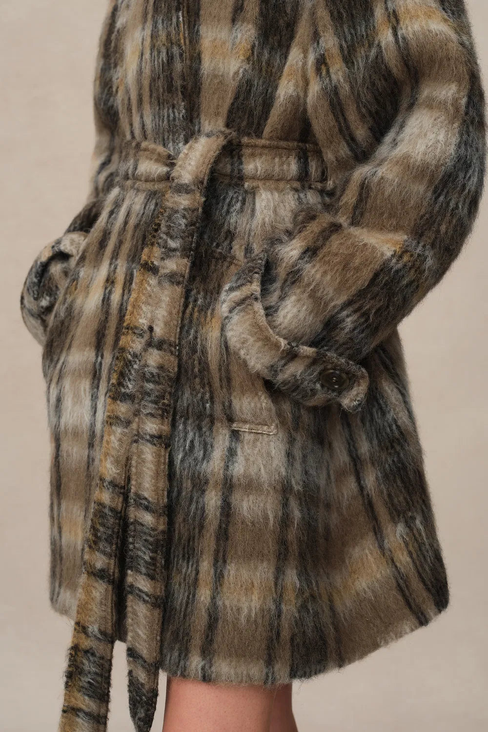 Mavis Plaid Coat in Brushed Single-Face Wool