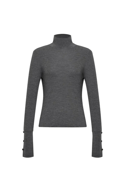 Grace High Neck Fitted Sweater in Ultrafine Merino Wool Knit