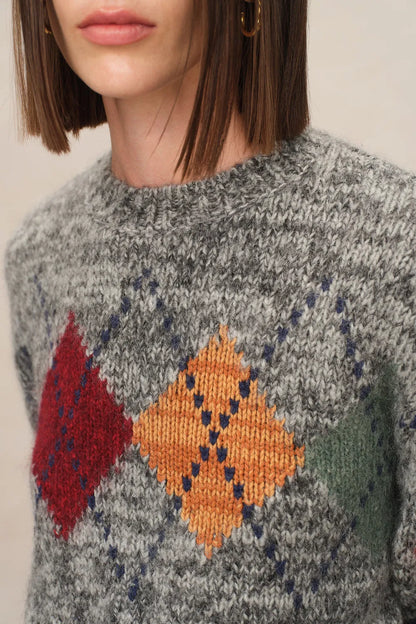 Demi Argyle Sweater in Merino Wool Knit