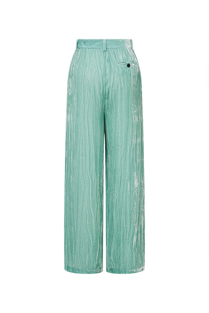 Dark Night Pleated Trousers in Silk Velvet