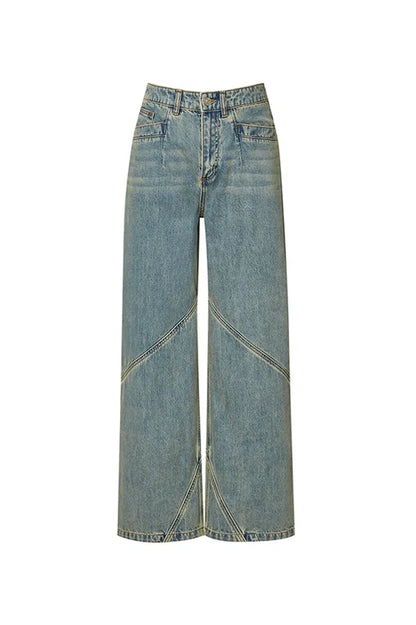 Maya Patchwork Baggy Jeans in Cotton Denim