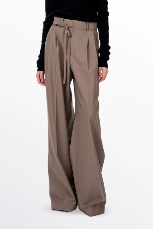 Alba Belted Suit Trousers in Wool Blend