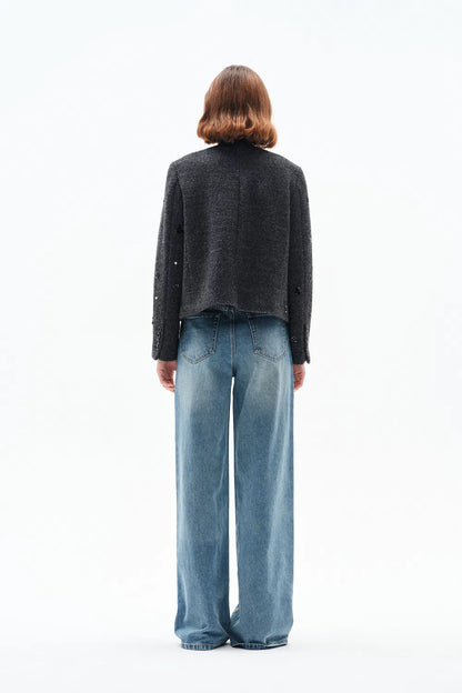 Nico Hand Beaded Jeans in Lightweight Denim