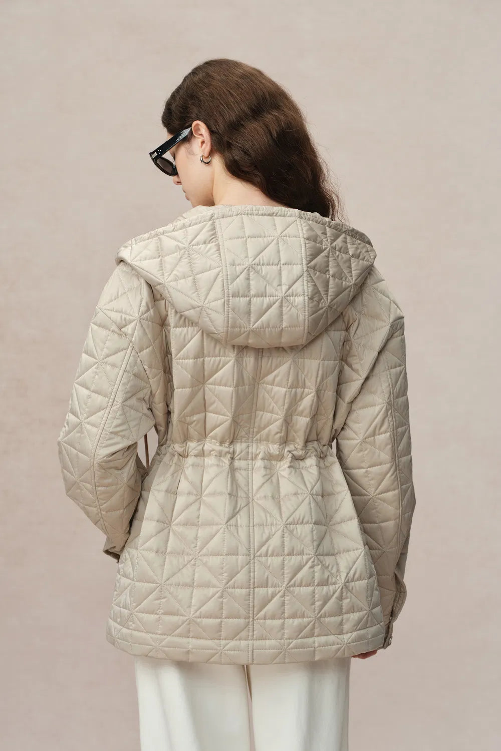 Nives Hooded Quilted Jacket in Mulberry Silk Blend