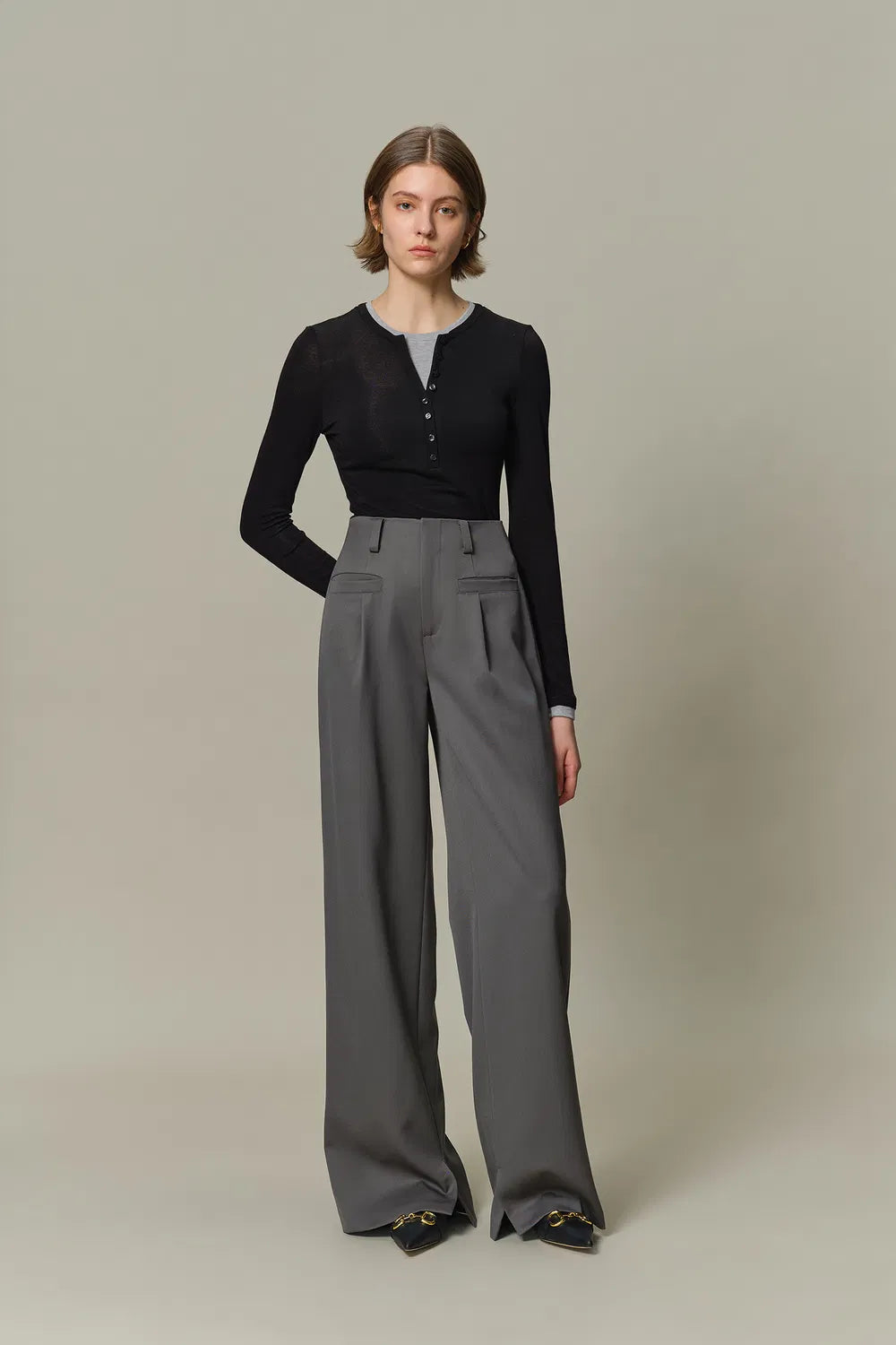 Brydie Straight-Leg Trousers in Sheep Wool