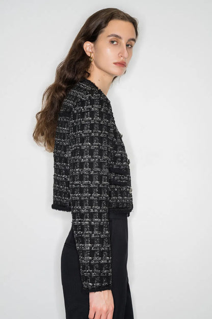 Le Saint-Honor Metallic Button Short Coat in Parisian-Inspired Tweed