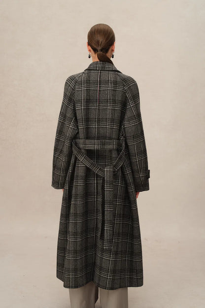 Edit Convertible Funnel Neck Coat in Welsh Checkered Box Wool