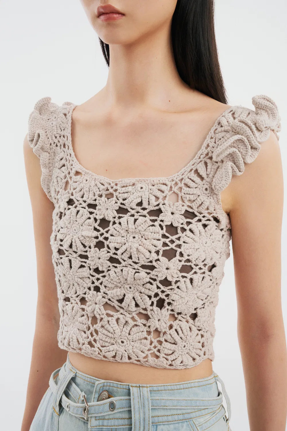 Mia Handcrafted Crochet Floral Top in Cotton