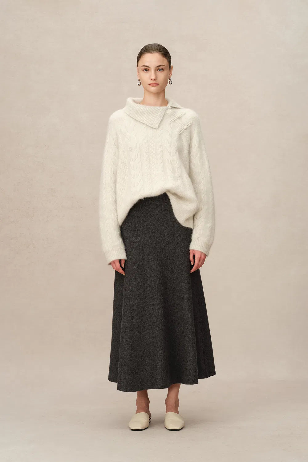 Zephyra Flared Skirt in Merino Wool Knit