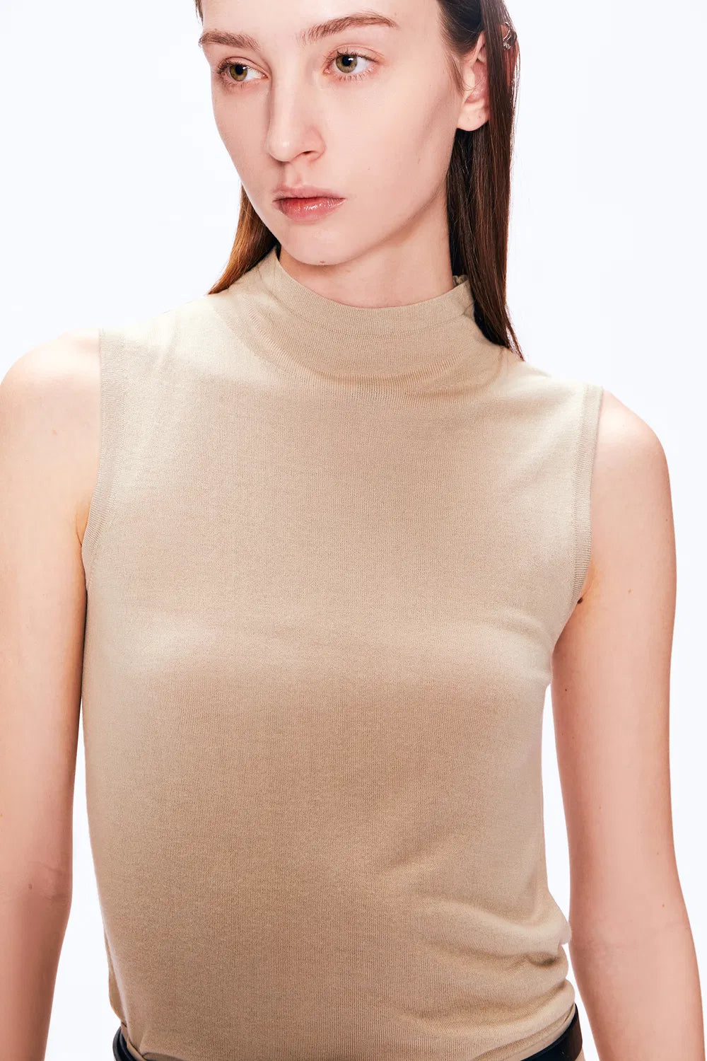 Anya Turtle Neck Tank Top in Viscose Blend