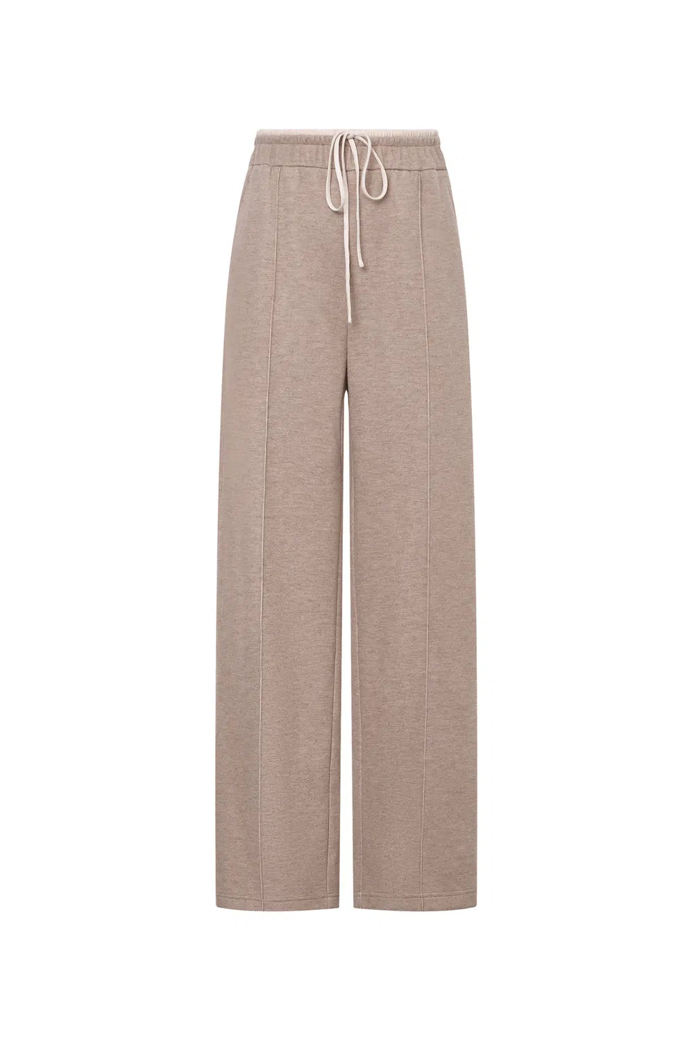 Icy Double Waistband Casual Trousers in Wool Blend Terry Knit