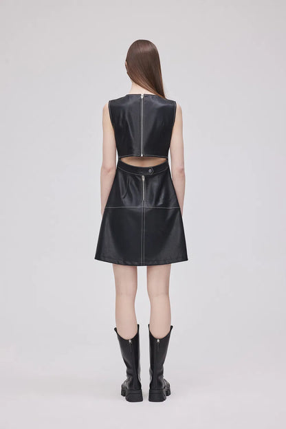 Amaya Dress in Vegan Leather