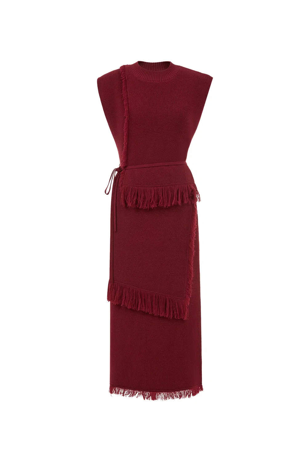 Annie Fringe Sleeveless Dress in Wool Knit