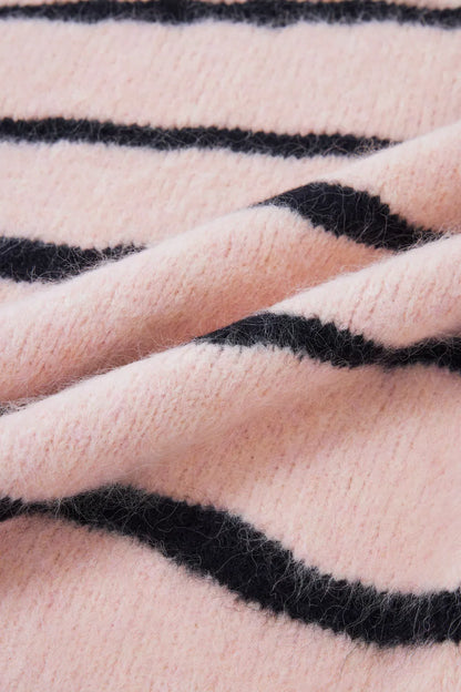 Alannah Striped Pink Sweater in Alpaca Bouclé Knit