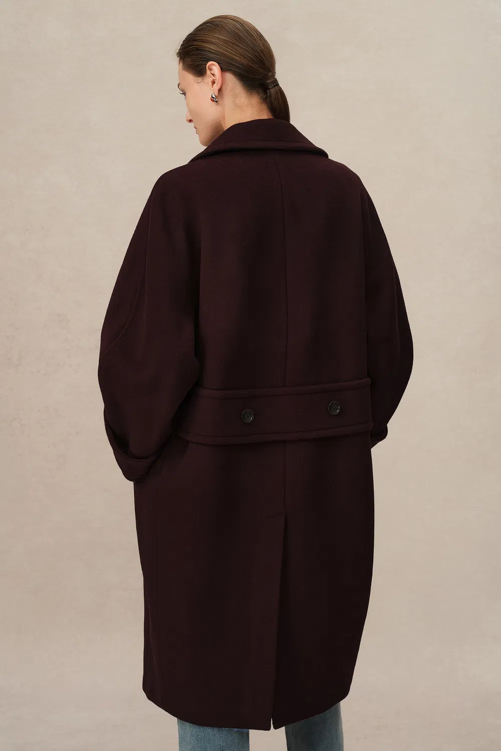 Emma Sailor Collar Oversized Coat in Merino Wool Single-Face Cloth