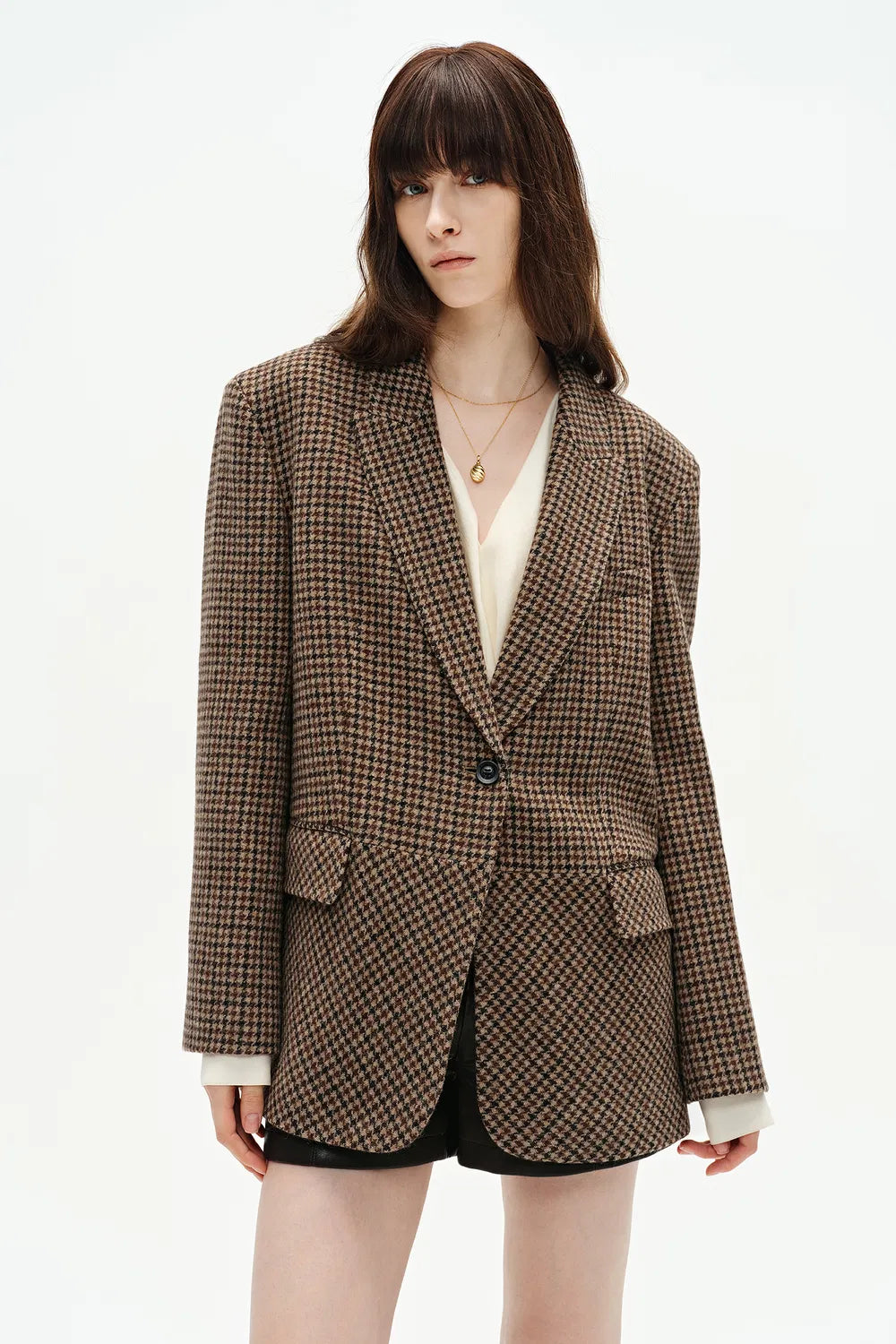 Meare Plaid Blazer in Merino Wool Houndstooth