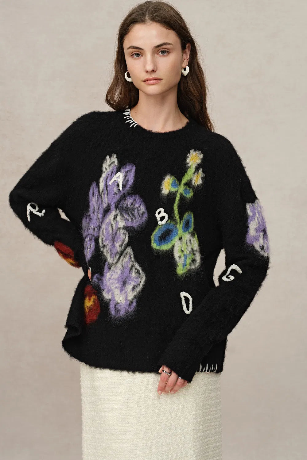 Cyclamen Jacquard Knit Sweater