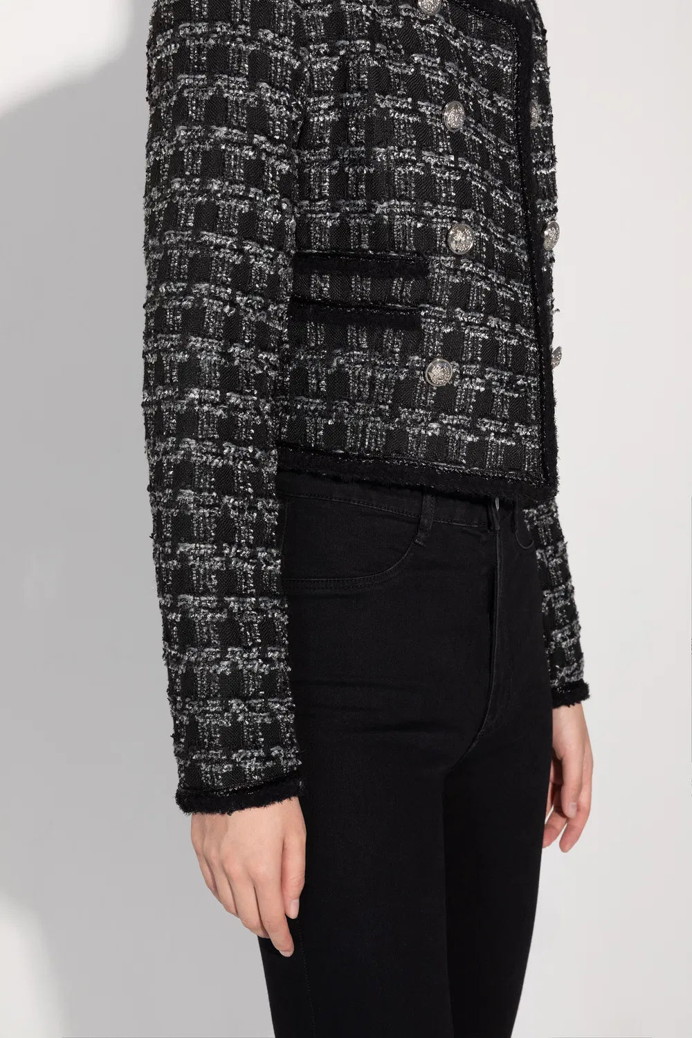 Le Saint-Honor Metallic Button Short Coat in Parisian-Inspired Tweed