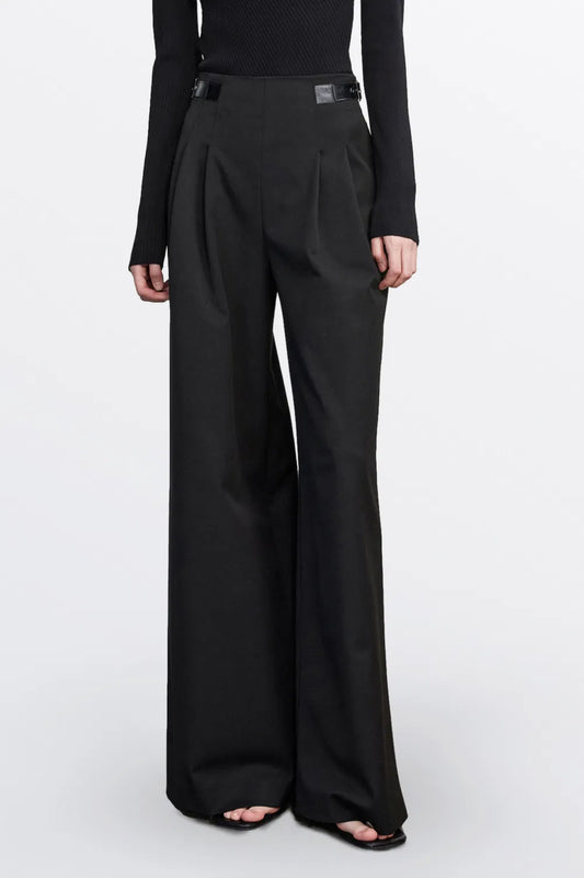 Lacapte Belted Pants in Vegan Leather