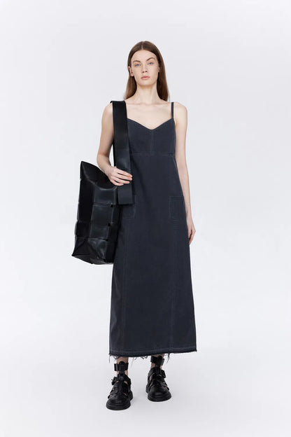 Hortensia Patched Cami Dress in Tencel Denim