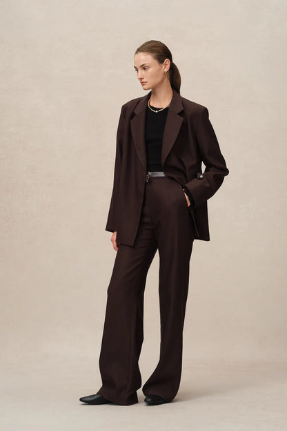 Babila Side Notched Lapel Blazer in Fine Wool Twill