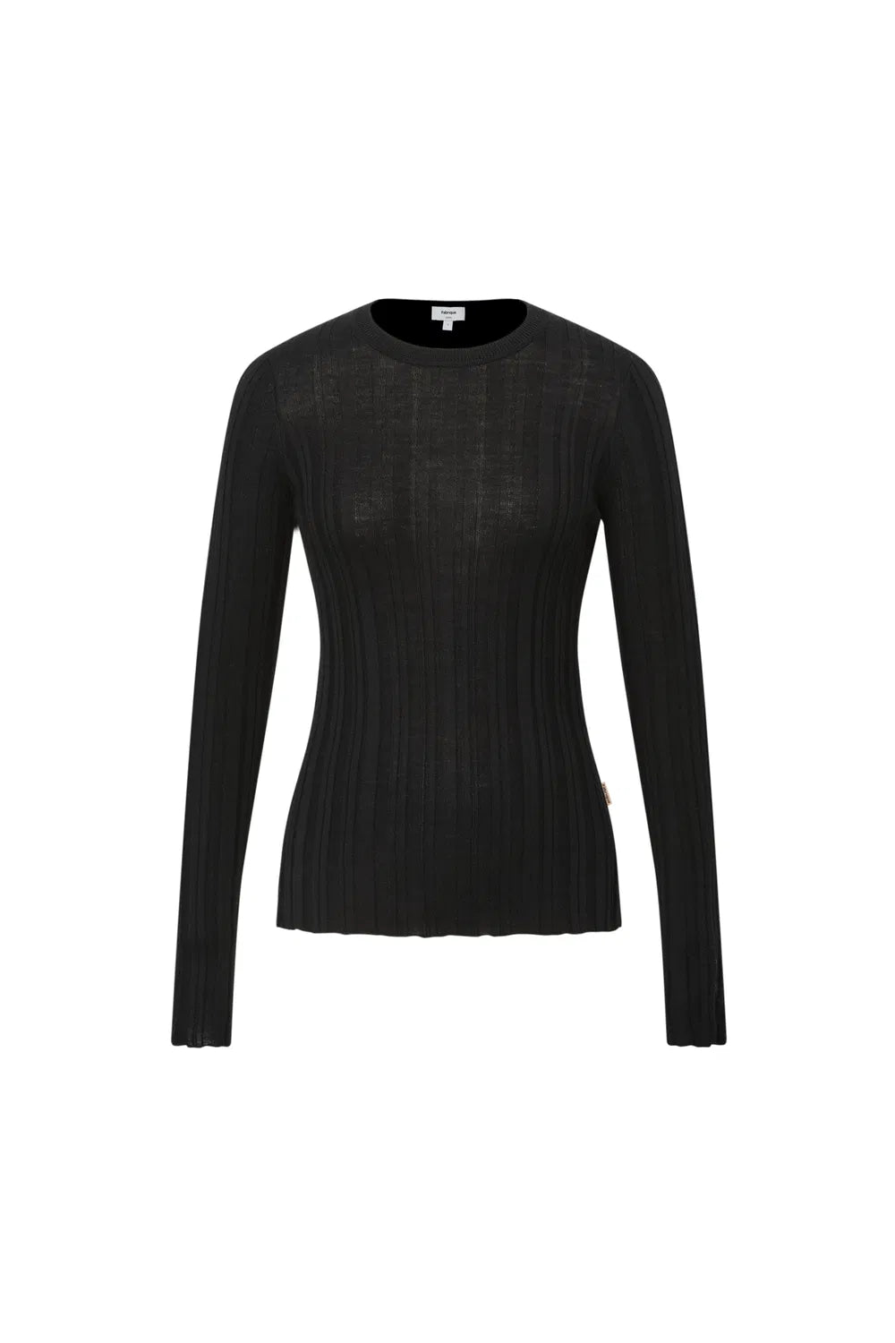 Cara Side Slit Long Sleeve Fitted Top in Merino Wool Yang Yarn Knit