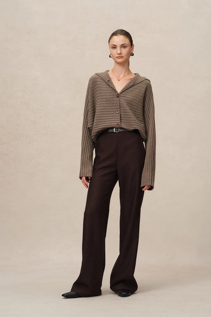 Durini Mini Flared Straight Leg Pants in Merino Wool Twill