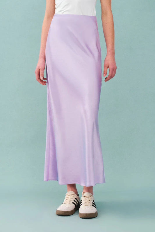 Moon Silky Maxi Skirt in Acetate Satin