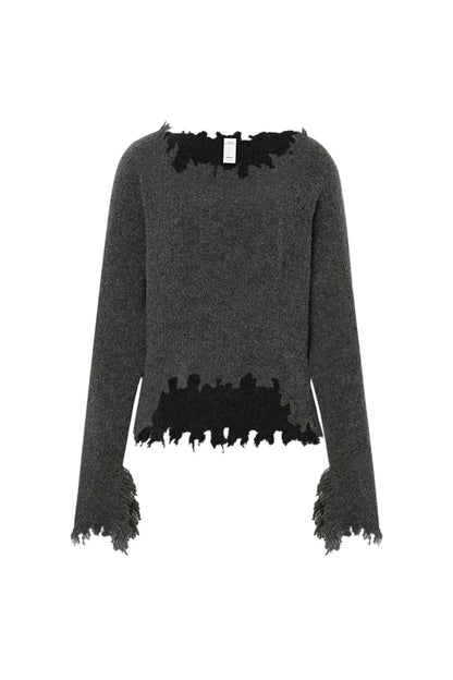 Diya Frayed Edge Sweater in Wool Loop Knit